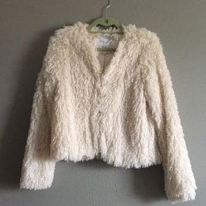 White faux fur coat- boho must have